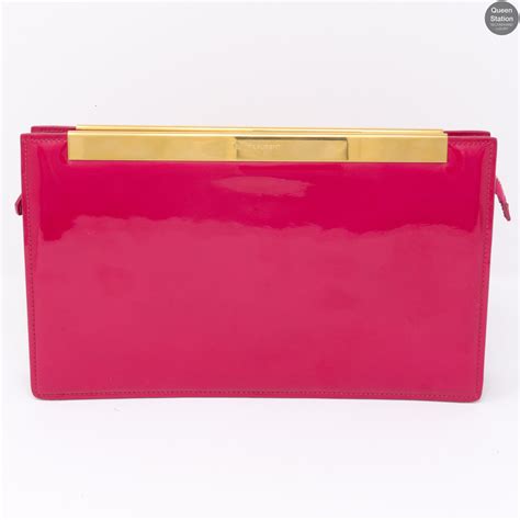 saint laurent fuchsia leather ysl poche lutetia clutch saint laurent|YSL paniers handbags.